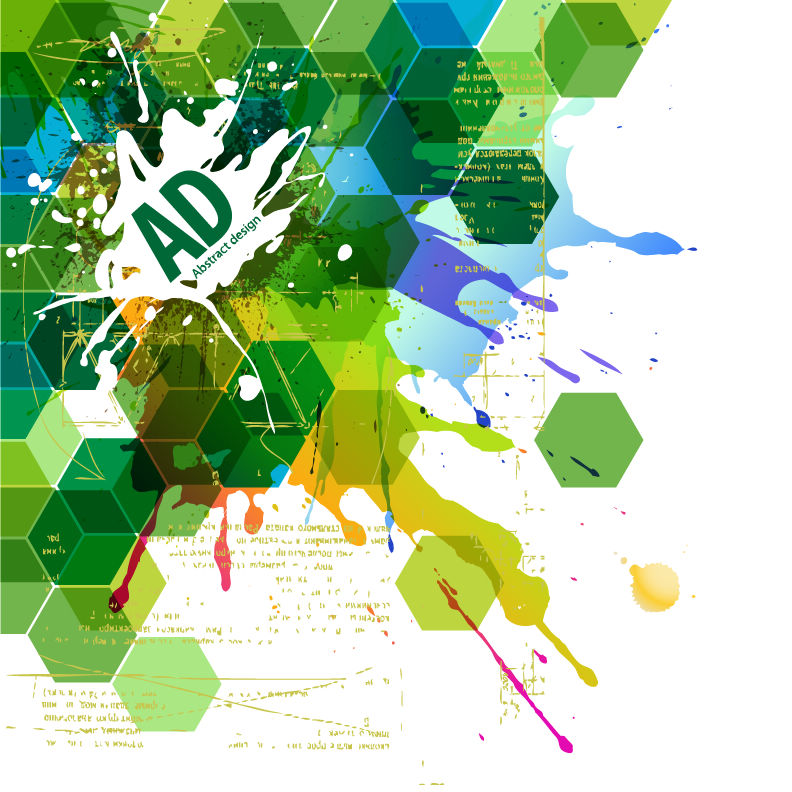 free vector Abstract Hexagonal with Paint Splat Vector Illustration